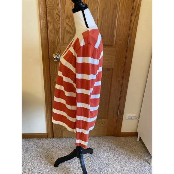 Elementz Button Up Sweater Women's Orange White Striped Attached Tank XL - Picture 6 of 8